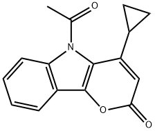 Pyrano[3,2-b]indol-2(5H)-one, 5-acetyl-4-cyclopropyl- Structure