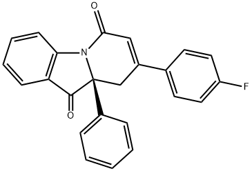 Pyrido[1,2-a]indole-6,10-dione, 8-(4-fluorophenyl)-9,9a-dihydro-9a-phenyl-, (9aS)- Structure