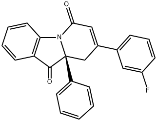 Pyrido[1,2-a]indole-6,10-dione, 8-(3-fluorophenyl)-9,9a-dihydro-9a-phenyl-, (9aS)- Structure