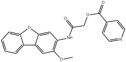4-Pyridinecarboxylic acid, 2-[(2-methoxy-3-dibenzofuranyl)amino]-2-oxoethyl ester Structure