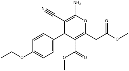 4H-Pyran-2-acetic acid, 6-amino-5-cyano-4-(4-ethoxyphenyl)-3-(methoxycarbonyl)-, methyl ester Structure