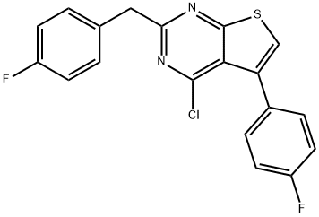 Thieno[2,3-d]pyrimidine, 4-chloro-5-(4-fluorophenyl)-2-[(4-fluorophenyl)methyl]- Structure