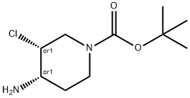 1-Piperidinecarboxylic acid, 4-amino-3-chloro-, 1,1-dimethylethyl ester, (3R,4S)-rel- Structure