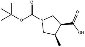 (3S,4R)-1-Boc-4-methyl-pyrrolidine-3-carboxylic acid Structure