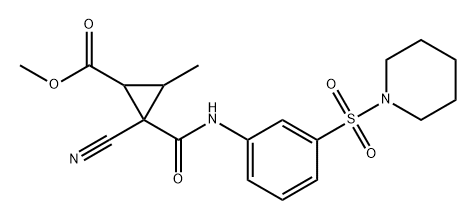 Cyclopropanecarboxylic acid, 2-cyano-3-methyl-2-[[[3-(1-piperidinylsulfonyl)phenyl]amino]carbonyl]-, methyl ester Structure