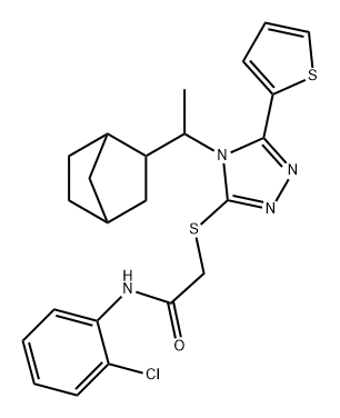 Acetamide, 2-[[4-(1-bicyclo[2.2.1]hept-2-ylethyl)-5-(2-thienyl)-4H-1,2,4-triazol-3-yl]thio]-N-(2-chlorophenyl)- Structure