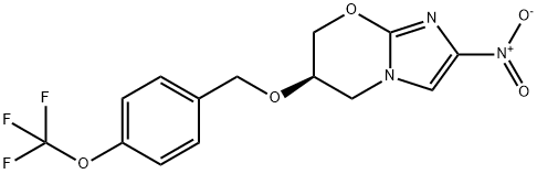 5H-Imidazo[2,1-b][1,3]oxazine, 6,7-dihydro-2-nitro-6-[[4-(trifluoromethoxy)phenyl]methoxy]-, (6R)- Structure