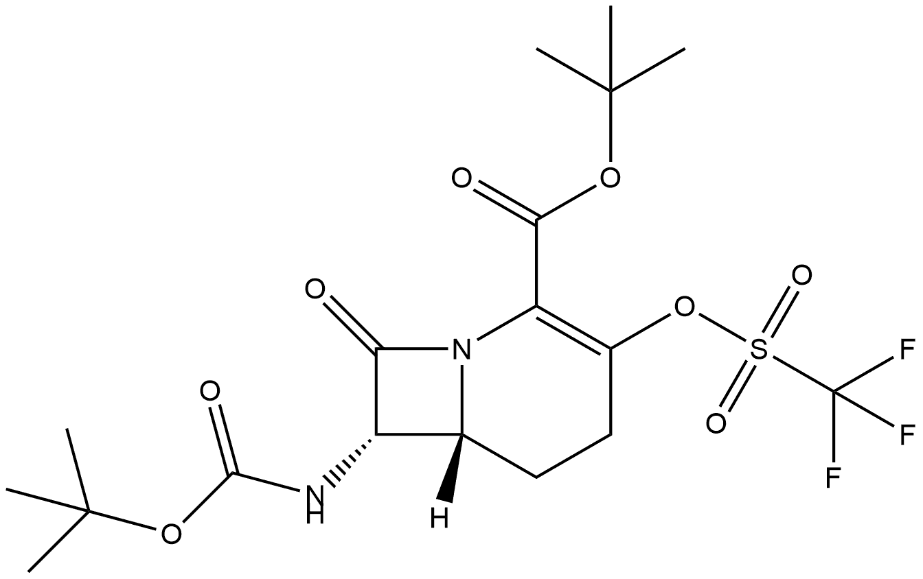 1,1-Dimethylethyl (6R,7S)-7-[[(1,1-dimethylethoxy)carbonyl]amino]-8-oxo-3-[[(trifluoromethyl)sulfonyl]oxy]-1-azabicyclo[4.2.0]oct-2-ene-2-carboxylate Structure