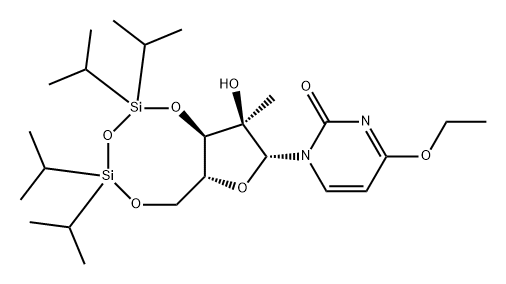 Uridine, 4-O-ethyl-2'-C-methyl-3',5'-O-[1,1,3,3-tetrakis(1-methylethyl)-1,3-disiloxanediyl]- Structure