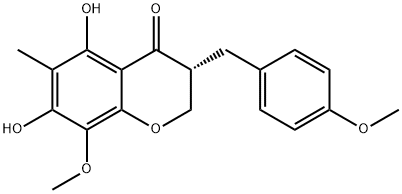 4H-1-Benzopyran-4-one, 2,3-dihydro-5,7-dihydroxy-8-methoxy-3-[(4-methoxyphenyl)methyl]-6-methyl-, (3R)- Structure