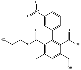 3,5-Pyridinedicarboxylic acid, 2-(hydroxymethyl)-6-methyl-4-(3-nitrophenyl)-, 5-(2-hydroxyethyl) ester Structure