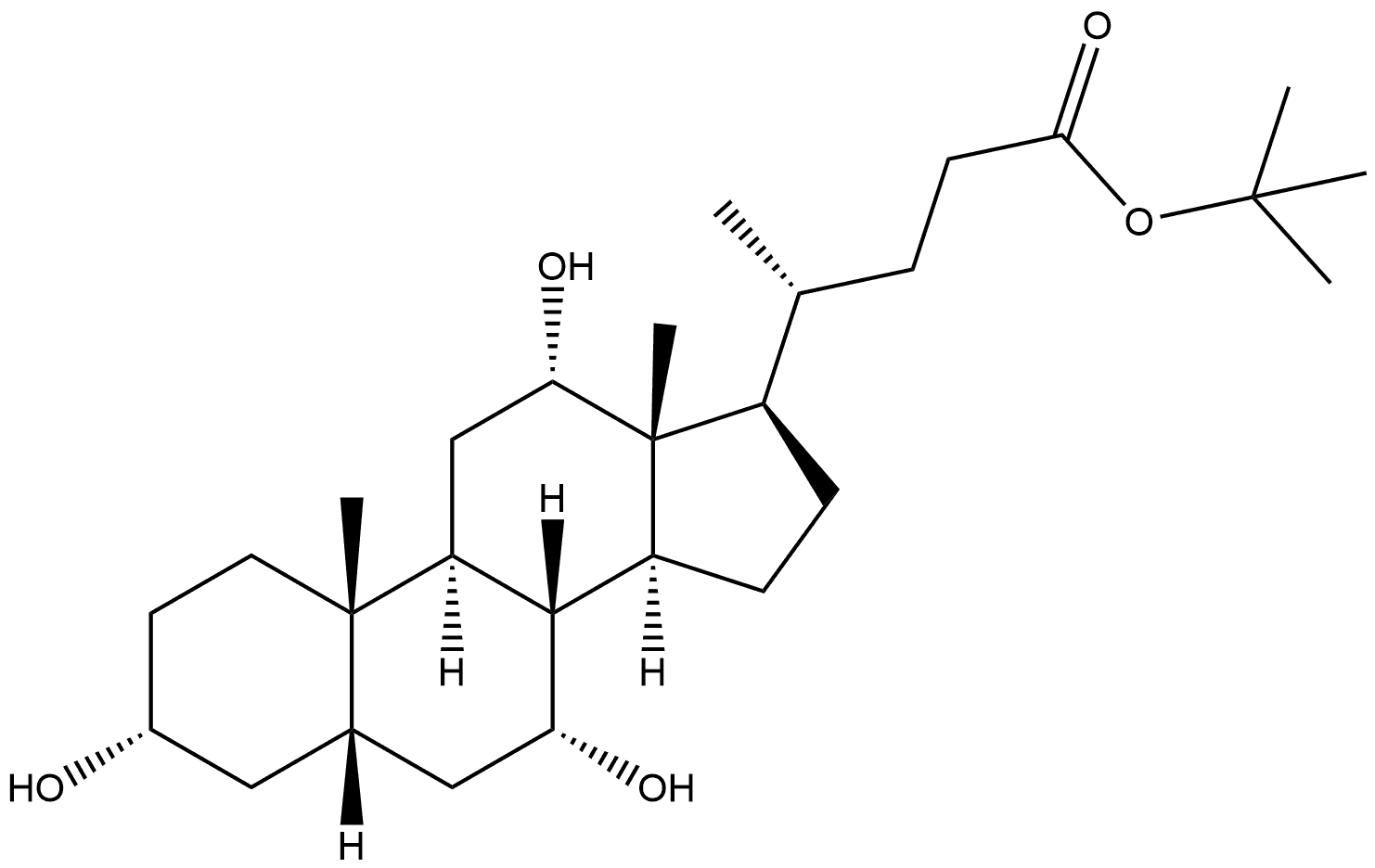 Cholan-24-oic acid, 3,7,12-trihydroxy-, 1,1-dimethylethyl ester, (3α,5β,7α,12α)- Structure