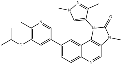 2H-Imidazo[4,5-c]quinolin-2-one, 1-(1,3-dimethyl-1H-pyrazol-4-yl)-1,3-dihydro-3-methyl-8-[6-methyl-5-(1-methylethoxy)-3-pyridinyl]- Structure