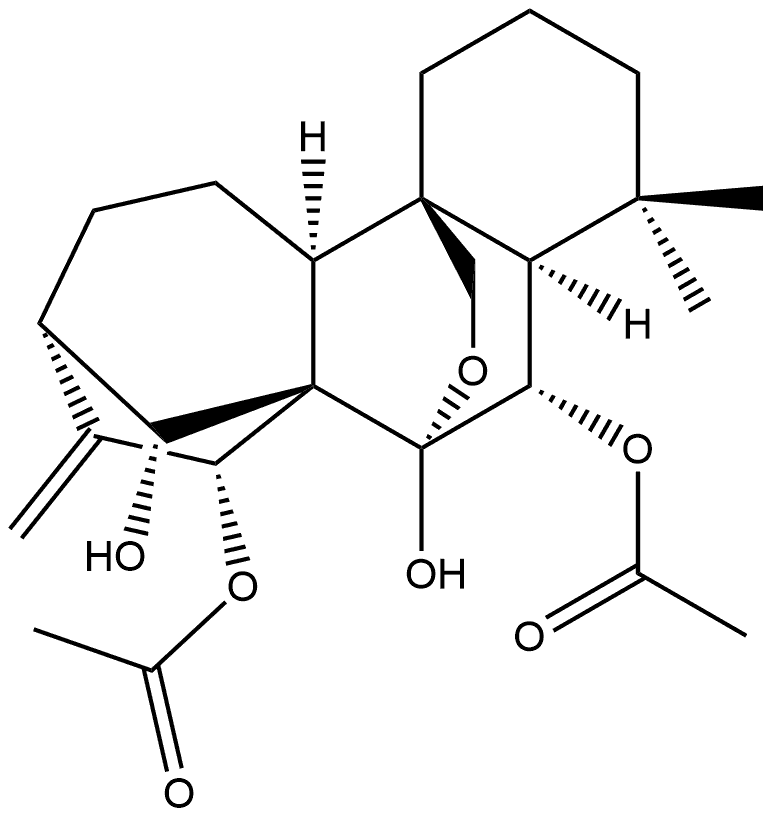 Kaur-16-ene-6,7,14,15-tetrol, 7,20-epoxy-, 6,15-diacetate, (6β,7α,14R,15β)- Structure