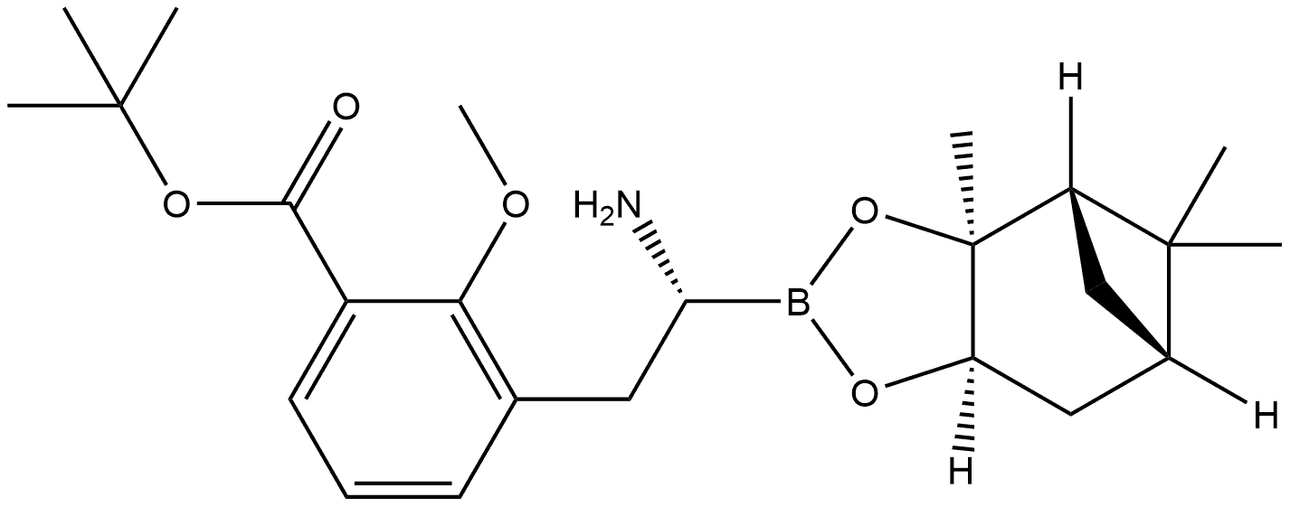 1,1-Dimethylethyl 3-[(2R)-2-amino-2-[(3aS,4S,6S,7aR)-hexahydro-3a,5,5-trimethyl-4,6-methano-1,3,2-benzodioxaborol-2-yl]ethyl]-2-methoxybenzoate Structure