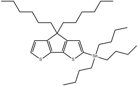 Stannane, tributyl(4,4-dihexyl-4H-cyclopenta[2,1-b:3,4-b']dithien-2-yl)- Structure