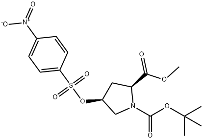 1,2-Pyrrolidinedicarboxylic acid, 4-[[(4-nitrophenyl)sulfonyl]oxy]-, 1-(1,1-dimethylethyl) 2-methyl ester, (2S,4S)- Structure
