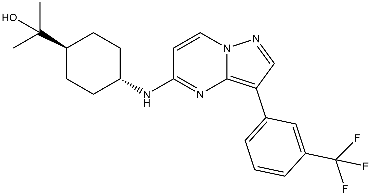 Cyclohexanemethanol, α,α-dimethyl-4-[[3-[3-(trifluoromethyl)phenyl]pyrazolo[1,5-a]pyrimidin-5-yl]amino]-, trans- Structure