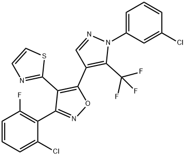 3-(2-Chloro-6-fluorophenyl)-5-[1-(3-chlorophenyl)-5-(trifluoromethyl)-1H-pyrazol-4-yl]-4-(2-thiazolyl)isoxazole Structure