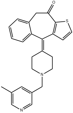 10H-Benzo[4,5]cyclohepta[1,2-b]thiophen-10-one, 4,9-dihydro-4-[1-[(5-methyl-3-pyridinyl)methyl]-4-piperidinylidene]- Structure