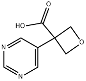 3-Oxetanecarboxylic acid, 3-(5-pyrimidinyl)- Structure
