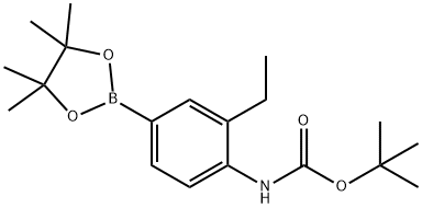 [2-Ethyl-4-(4,4,5,5-tetramethyl-[1,3,2]dioxaborolan-2-yl)-phenyl]-carbamic acid tert-butyl ester Structure