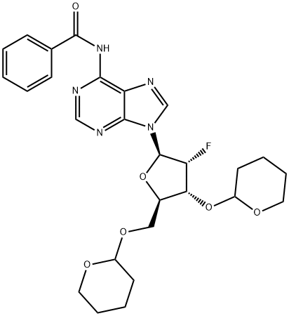 Adenosine, N-benzoyl-2'-deoxy-2'-fluoro-3',5'-bis-O-(tetrahydro-2H-pyran-2-yl)- (9CI)