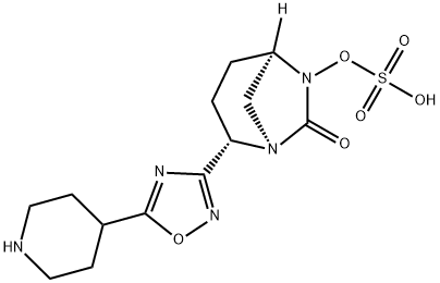 (1R,2S,5R)-7-Oxo-2-[5-(4-piperidinyl)-1,2,4-oxadiazol-3-yl]-1,6-diazabicyclo[3.2.1]oct-6-ylhydrogen sulfate Structure