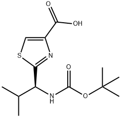 4-Thiazolecarboxylic acid, 2-[(1S)-1-[[(1,1-dimethylethoxy)carbonyl]amino]-2-methylpropyl]- Structure