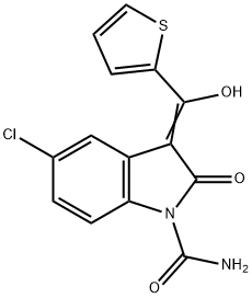 1H-Indole-1-carboxamide, 5-chloro-2,3-dihydro-3-(hydroxy-2-thienylmethylene)-2-oxo- Structure
