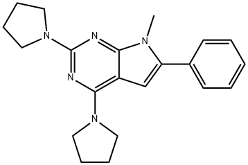 7H-Pyrrolo[2,3-d]pyrimidine, 7-methyl-6-phenyl-2,4-di-1-pyrrolidinyl- Structure