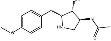 3,4-Pyrrolidinediol, 2-[(4-methoxyphenyl)methyl]-, 4-acetate, (2R,3S,4S)- (9CI) Structure