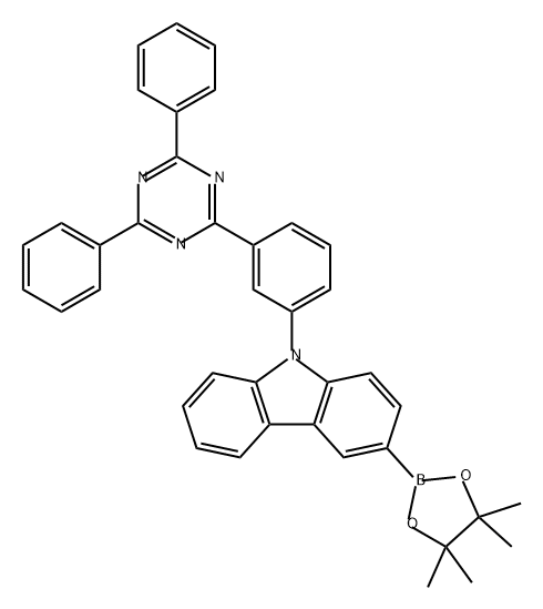 9H-Carbazole, 9-[3-(4,6-diphenyl-1,3,5-triazin-2-yl)phenyl]-3-(4,4,5,5-tetramethyl-1,3,2-dioxaborolan-2-yl)- Structure