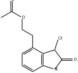 2H-Indol-2-one, 4-[2-(acetyloxy)ethyl]-3-chloro-1,3-dihydro- Structure