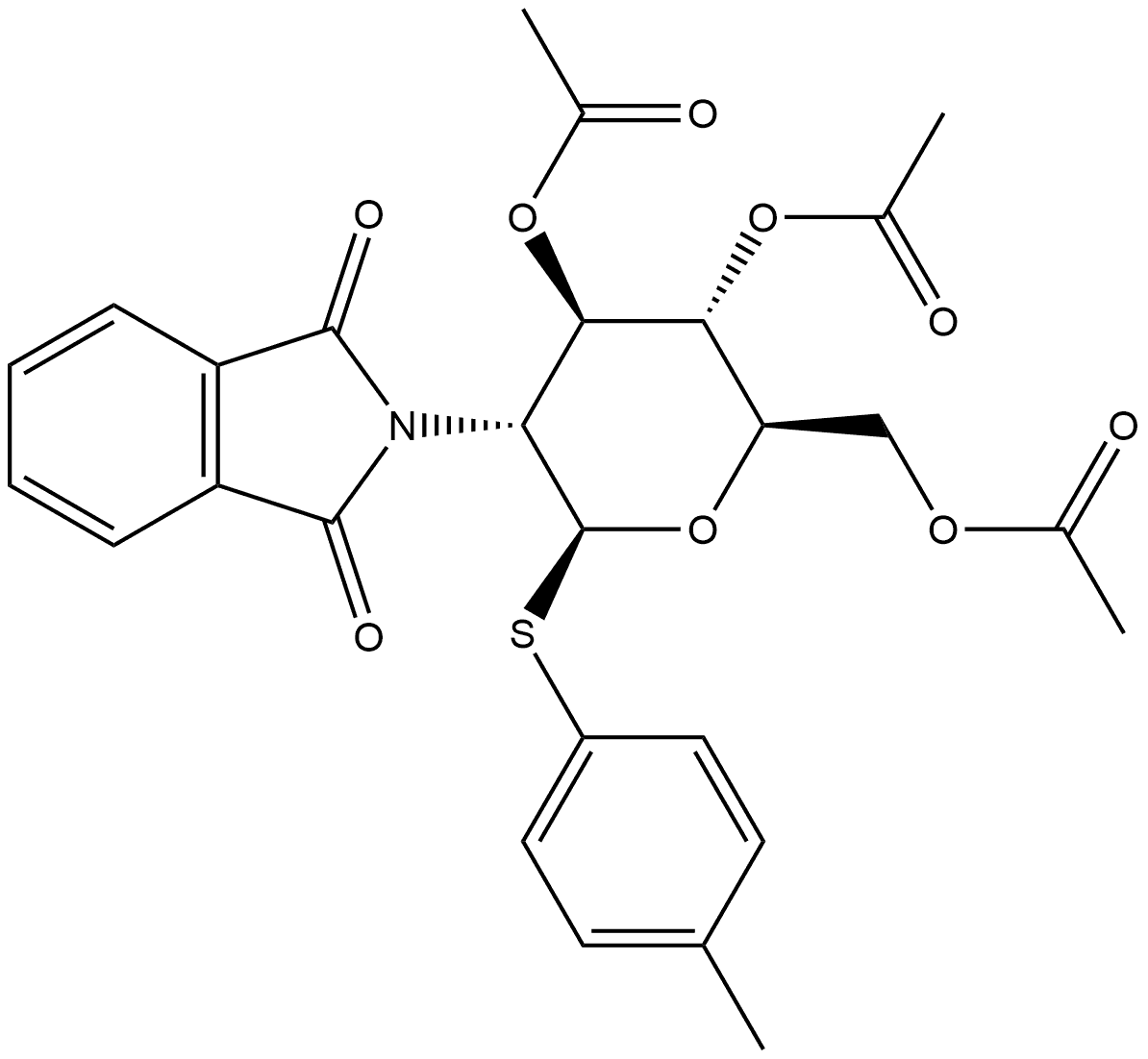 β-D-Glucopyranoside, 4-methylphenyl 2-deoxy-2-(1,3-dihydro-1,3-dioxo-2H-isoindol-2-yl)-1-thio-, 3,4,6-triacetate Structure