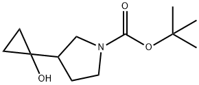 1-Pyrrolidinecarboxylic acid, 3-(1-hydroxycyclopropyl)-, 1,1-dimethylethyl ester Structure