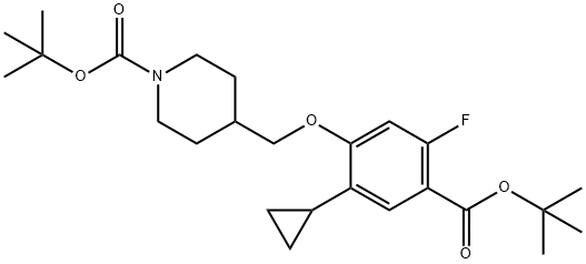 1-Piperidinecarboxylic acid, 4-[[2-cyclopropyl-4-[(1,1-dimethylethoxy)carbonyl]-5-fluorophenoxy]methyl]-, 1,1-dimethylethyl ester Structure