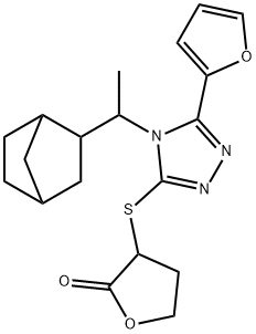 3-{[4-(1-{bicyclo[2.2.1]heptan-2-yl}ethyl)-5-(furan-2 -yl)-4H-1,2,4-triazol-3-yl]sulfanyl}oxolan-2-one Structure