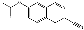 Benzenepropanenitrile, 4-(difluoromethoxy)-2-formyl- Structure