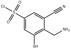 4-Aminomethyl-3-cyano-5-mercaptobenzenesulfonyl chloride Structure