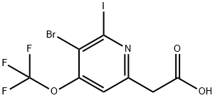 3-Bromo-2-iodo-4-(trifluoromethoxy)pyridine-6-acetic acid Structure