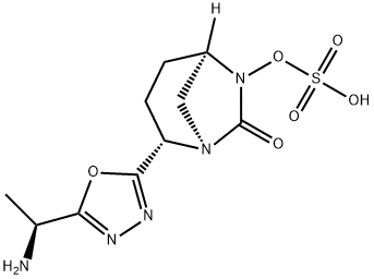 Sulfuric acid, mono[(1R,2S,5R)-2-[5-[(1S)-1-aminoethyl]-1,3,4-oxadiazol-2-yl]-7-oxo-1,6-diazabicyclo[3.2.1]oct-6-yl] ester Structure