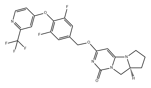 1H,6H-Pyrrolo[1',2':3,4]imidazo[1,2-c]pyrimidin-1-one, 3-[[3,5-difluoro-4-[[2-(trifluoromethyl)-4-pyridinyl]oxy]phenyl]methoxy]-7,8,8a,9-tetrahydro-, (8aS)- Structure