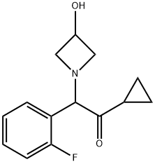 Ethanone, 1-cyclopropyl-2-(2-fluorophenyl)-2-(3-hydroxy-1-azetidinyl)- Structure