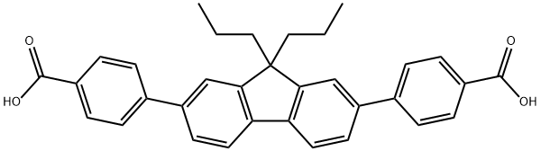 Benzoic acid, 4,4'-(9,9-dipropyl-9H-fluorene-2,7-diyl)bis- Structure