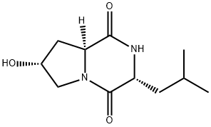 Pyrrolo[1,2-a]pyrazine-1,4-dione, hexahydro-7-hydroxy-3-(2-methylpropyl)-, (3R,7R,8aS)- Structure