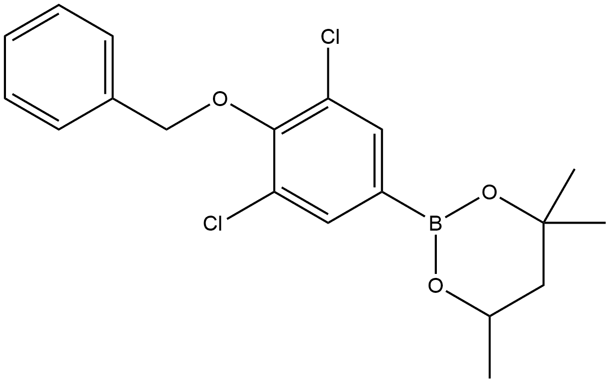 2-[3,5-Dichloro-4-(phenylmethoxy)phenyl]-4,4,6-trimethyl-1,3,2-dioxaborinane Structure