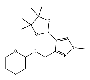 1H-Pyrazole, 1-methyl-3-[[(tetrahydro-2H-pyran-2-yl)oxy]methyl]-4-(4,4,5,5-tetramethyl-1,3,2-dioxaborolan-2-yl)- Structure