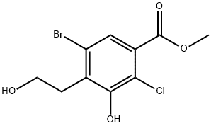 Benzoic acid, 5-bromo-2-chloro-3-hydroxy-4-(2-hydroxyethyl)-, methyl ester Structure