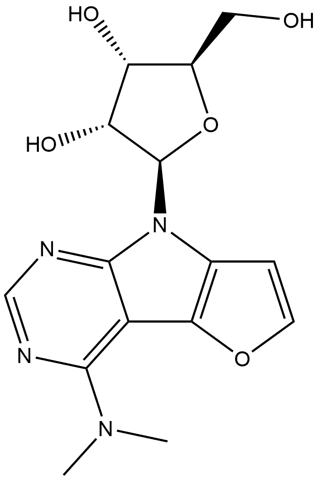 8H-Furo[2',3':4,5]pyrrolo[2,3-d]pyrimidin-4-amine, N,N-dimethyl-8-β-D-ribofuranosyl- Structure